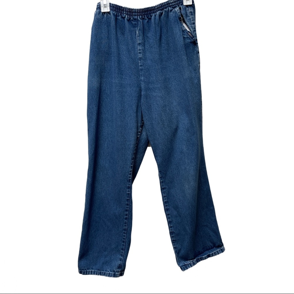 Women's Chic Elastic Waist Pull On Stretch Denim Classic Blue Jeans Size…